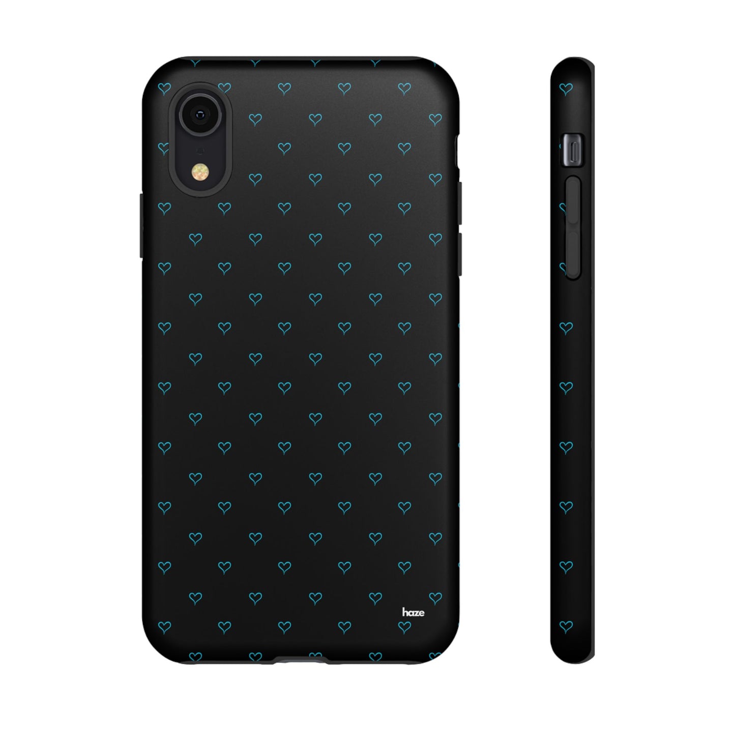 Blue Heart Pattern Black Tough Case