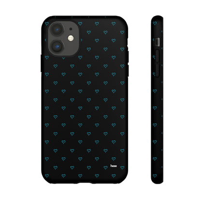 Blue Heart Pattern Black Tough Case