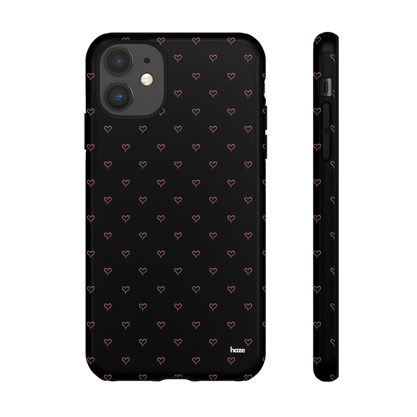 Baby Pink Heart Print Pattern Black Tough Case