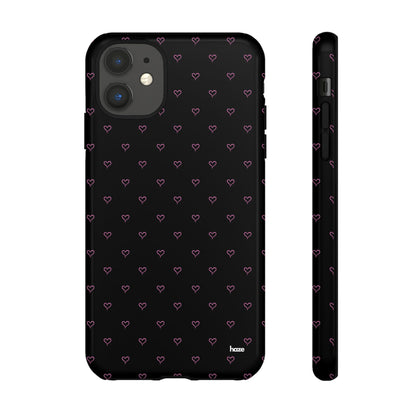 Baby Pink Heart Print Pattern Black Tough Case