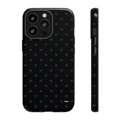 Blue Heart Pattern Black Tough Case