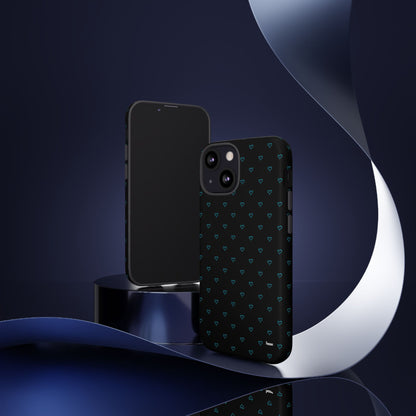 Blue Heart Pattern Black Tough Case