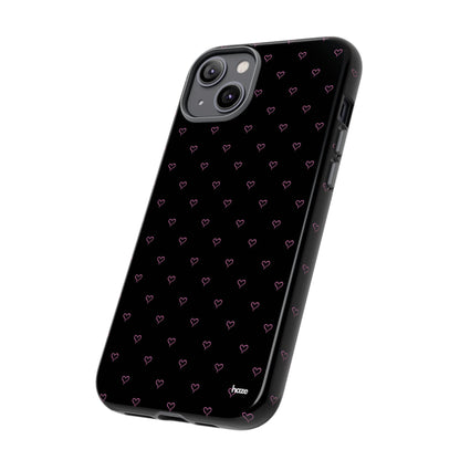 Baby Pink Heart Print Pattern Black Tough Case