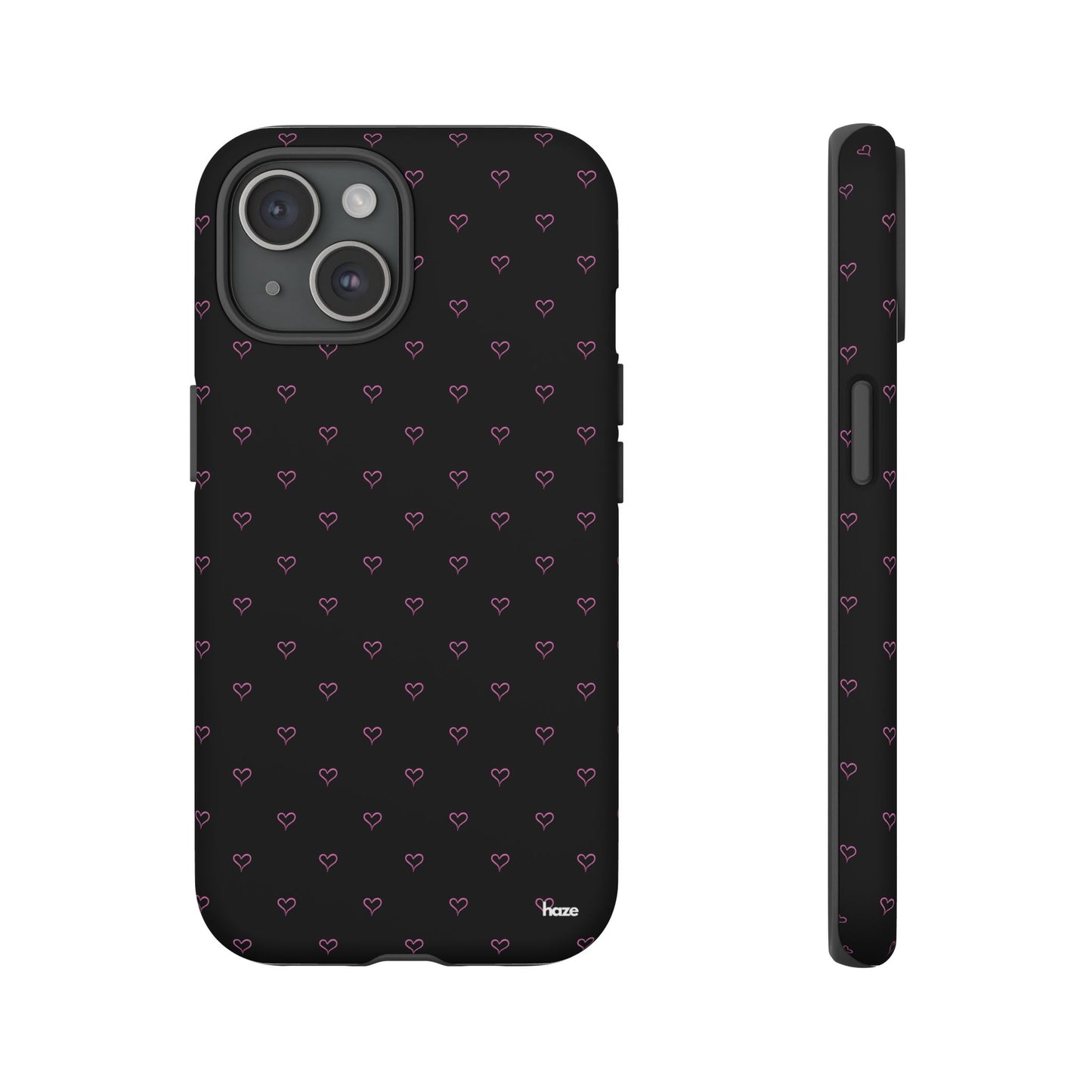 Baby Pink Heart Print Pattern Black Tough Case