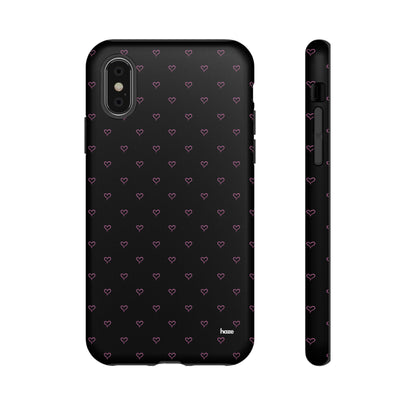 Baby Pink Heart Print Pattern Black Tough Case