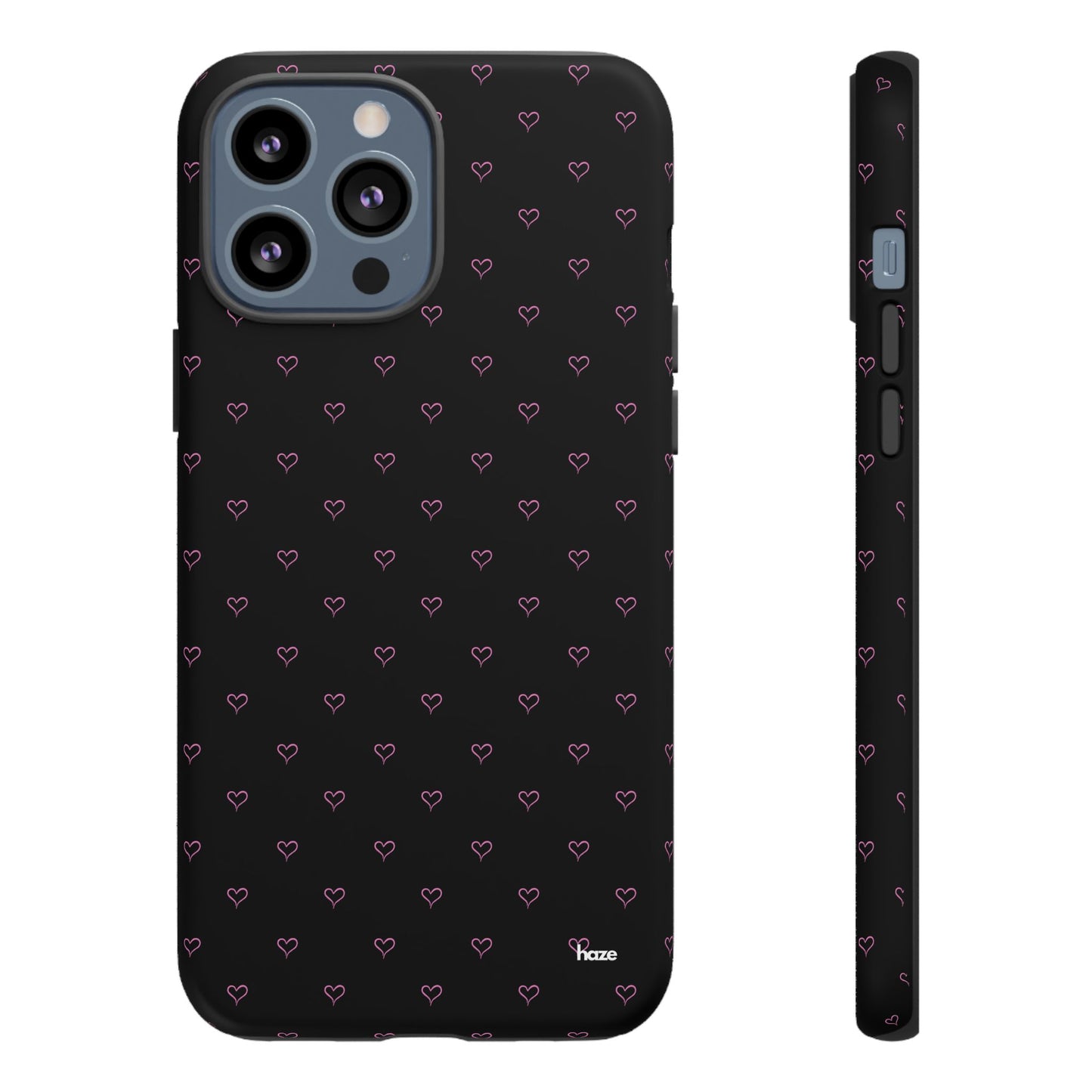 Baby Pink Heart Print Pattern Black Tough Case