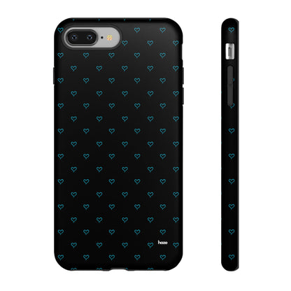 Blue Heart Pattern Black Tough Case