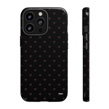 Baby Pink Heart Print Pattern Black Tough Case