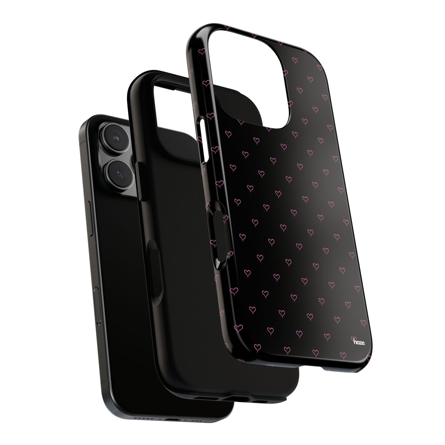 Baby Pink Heart Print Pattern Black Tough Case