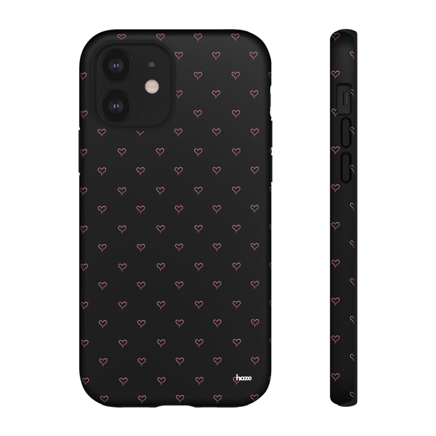 Baby Pink Heart Print Pattern Black Tough Case