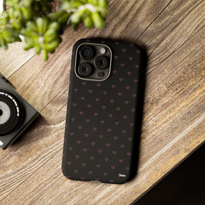 Baby Pink Heart Print Pattern Black Tough Case