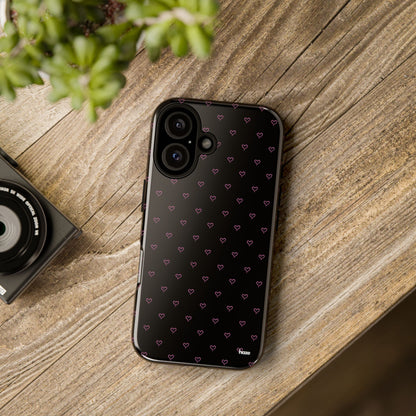 Baby Pink Heart Print Pattern Black Tough Case