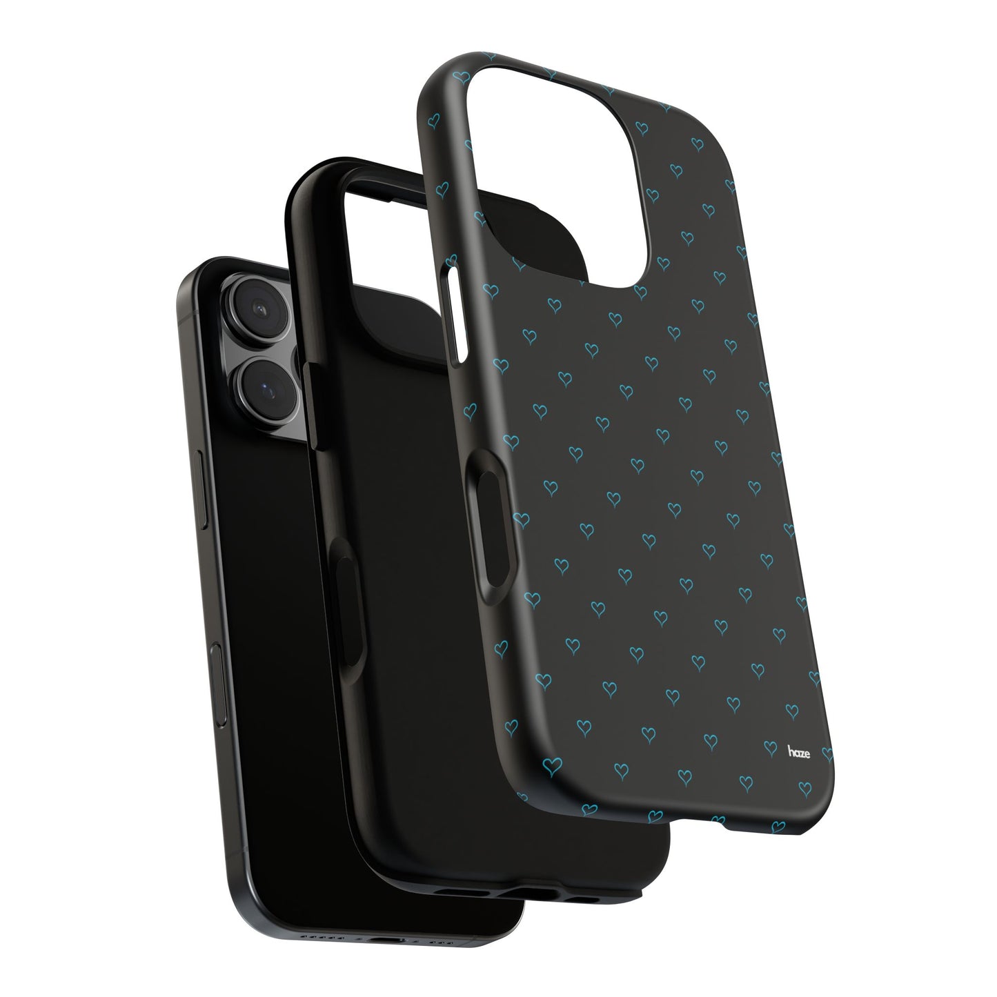 Blue Heart Pattern Black Tough Case