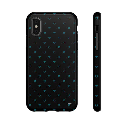 Blue Heart Pattern Black Tough Case