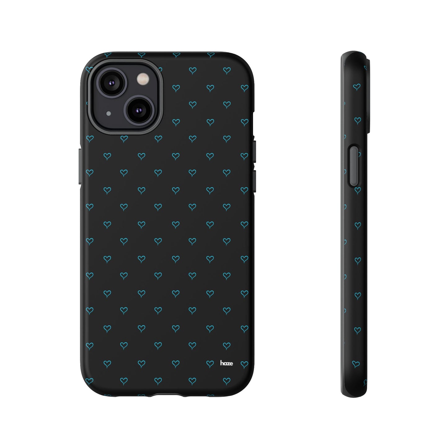 Blue Heart Pattern Black Tough Case