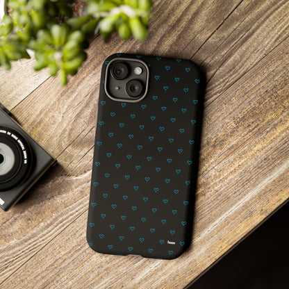 Blue Heart Pattern Black Tough Case