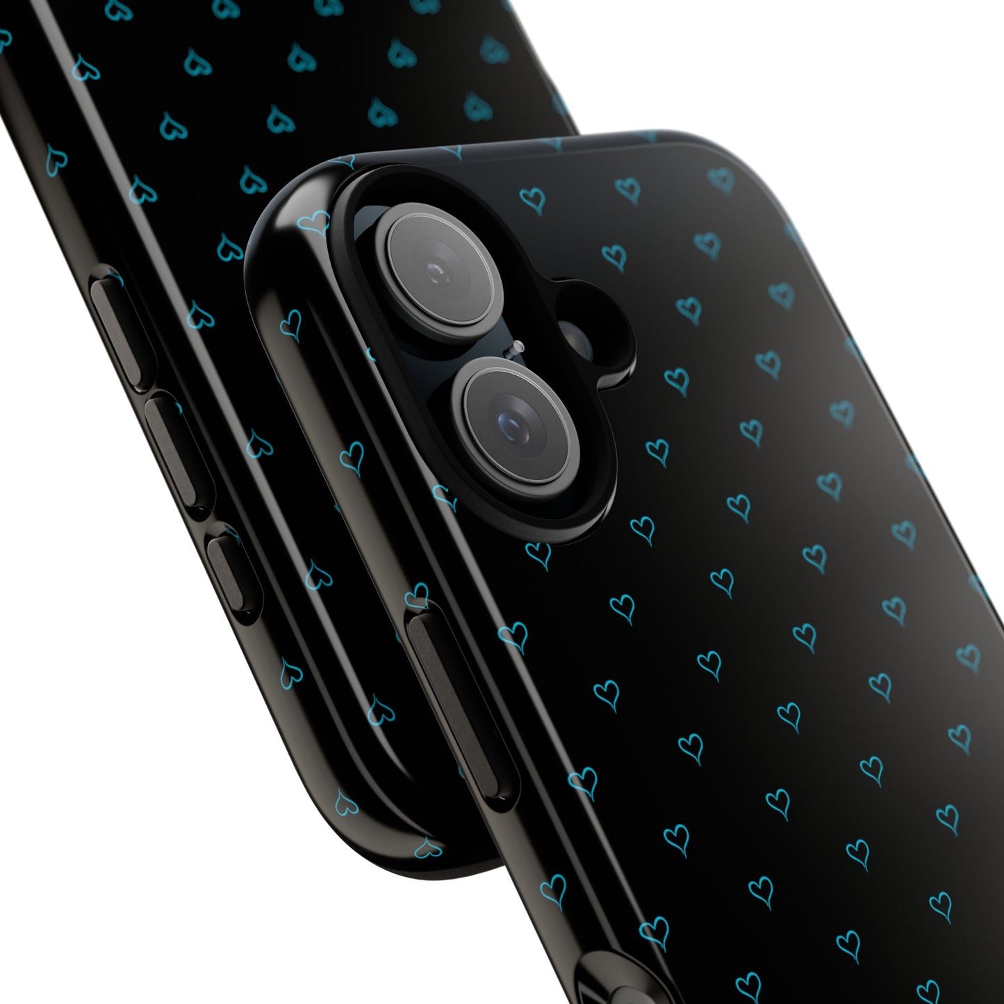 Blue Heart Pattern Black Tough Case