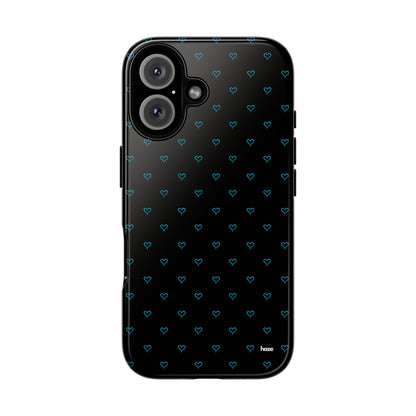 Blue Heart Pattern Black Tough Case