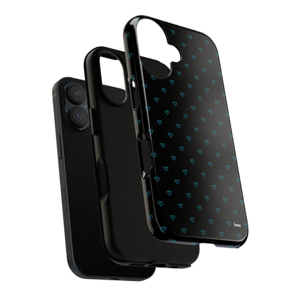 Blue Heart Pattern Black Tough Case