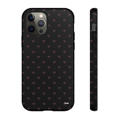 Baby Pink Heart Print Pattern Black Tough Case