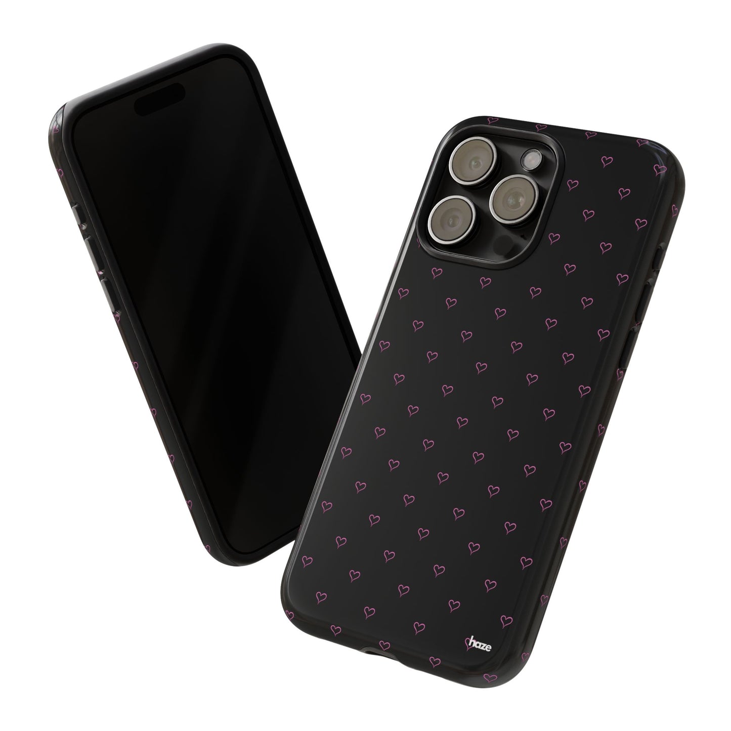 Baby Pink Heart Print Pattern Black Tough Case