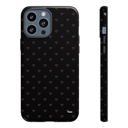 Baby Pink Heart Print Pattern Black Tough Case