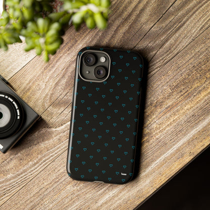 Blue Heart Pattern Black Tough Case