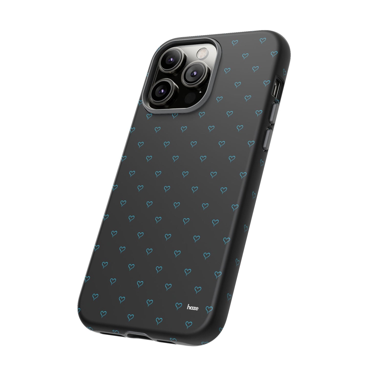 Blue Heart Pattern Black Tough Case