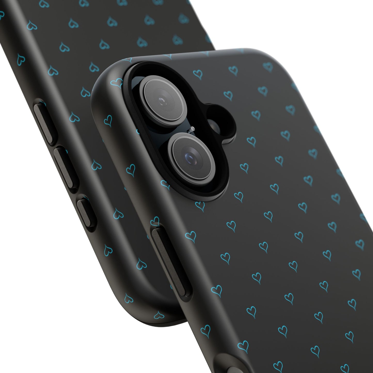 Blue Heart Pattern Black Tough Case