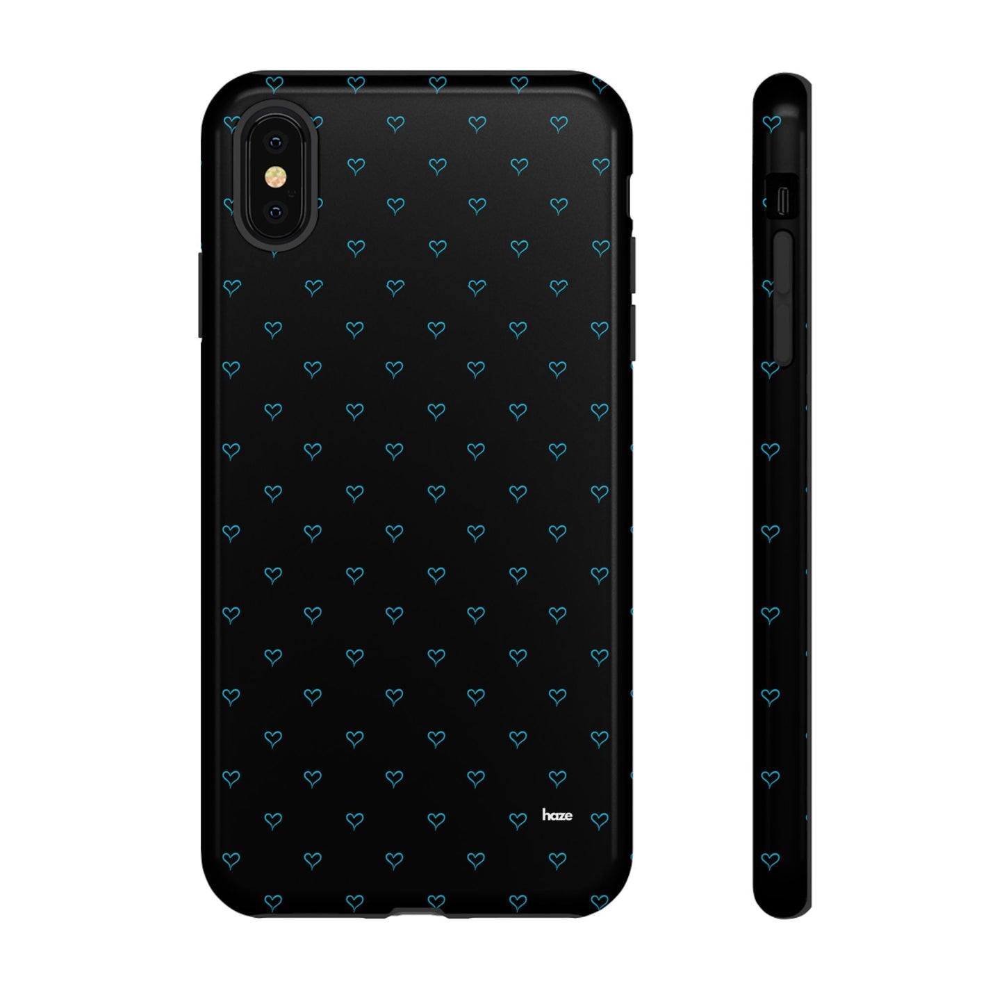 Blue Heart Pattern Black Tough Case