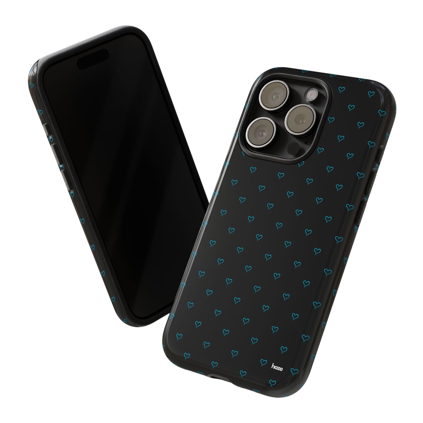 Blue Heart Pattern Black Tough Case