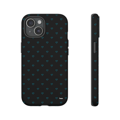 Blue Heart Pattern Black Tough Case