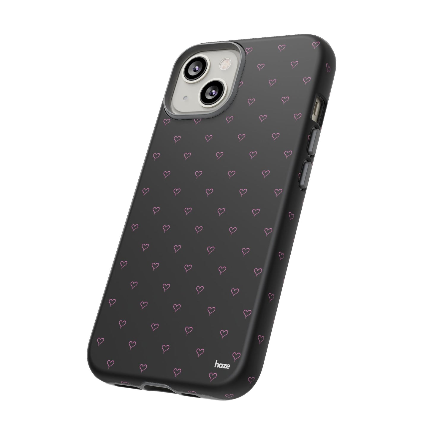 Baby Pink Heart Print Pattern Black Tough Case