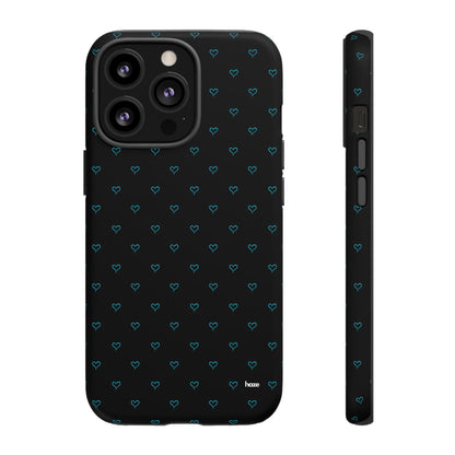 Blue Heart Pattern Black Tough Case