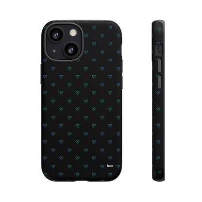 Blue Heart Pattern Black Tough Case