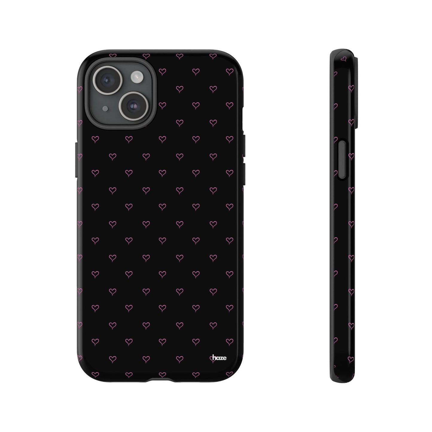 Baby Pink Heart Print Pattern Black Tough Case