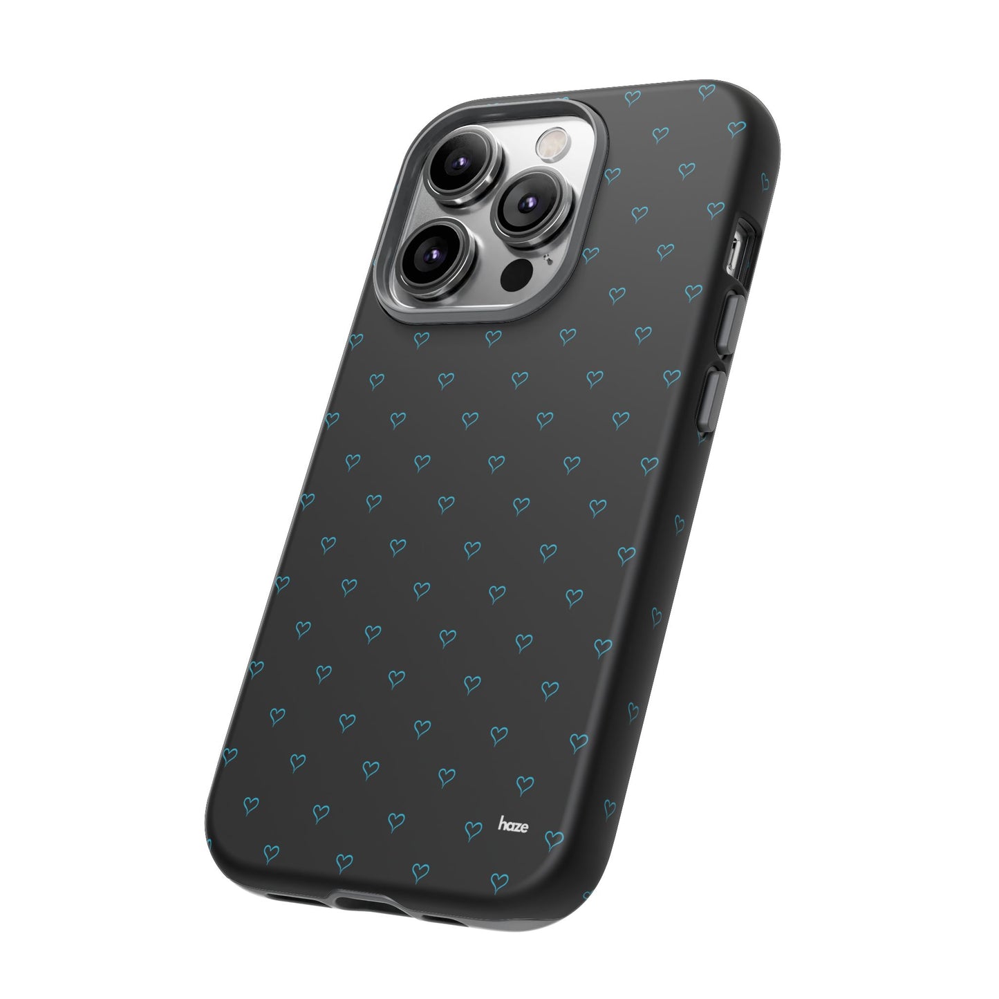 Blue Heart Pattern Black Tough Case