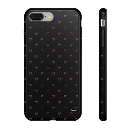 Baby Pink Heart Print Pattern Black Tough Case