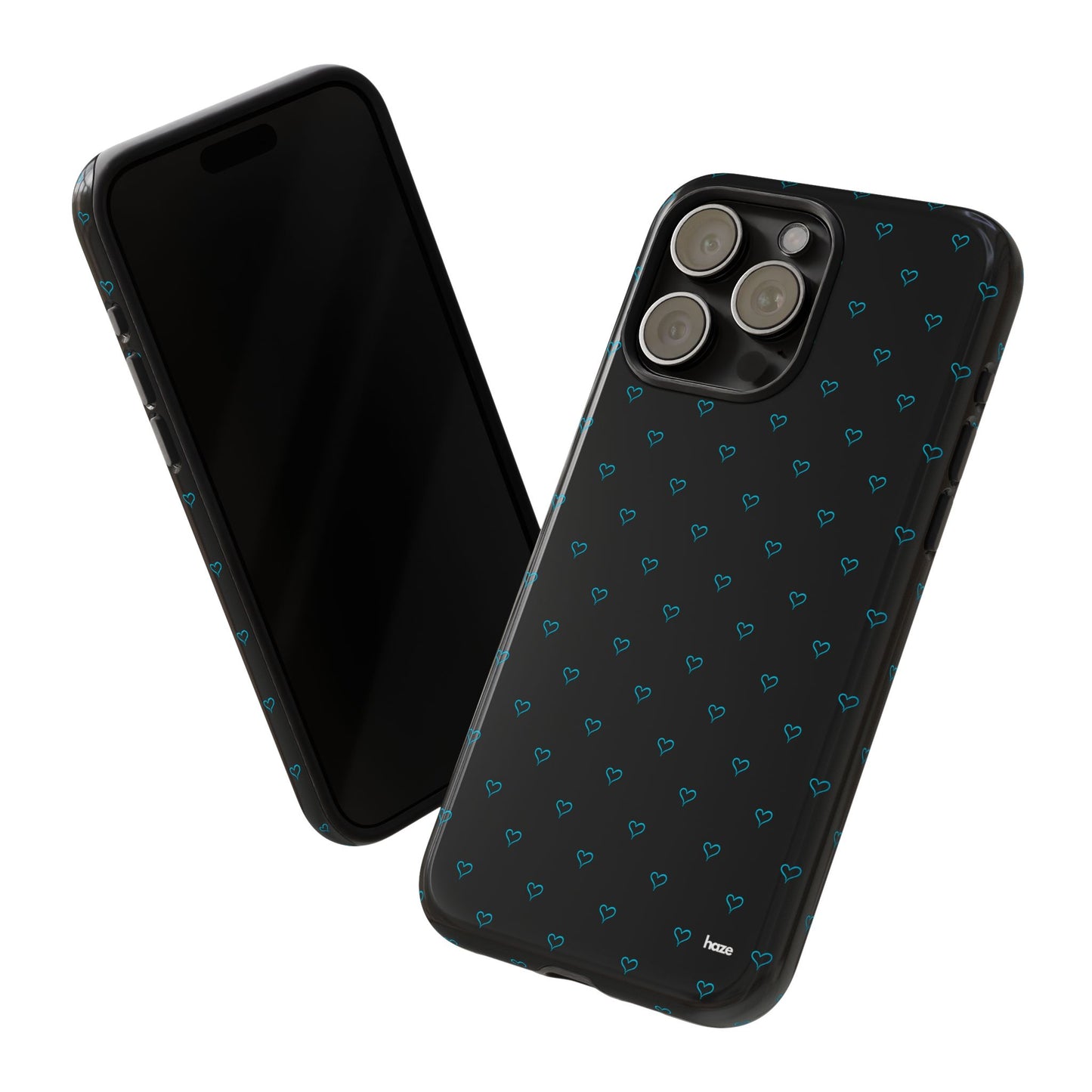 Blue Heart Pattern Black Tough Case