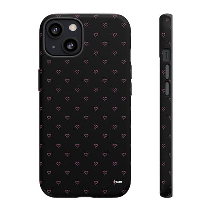 Baby Pink Heart Print Pattern Black Tough Case