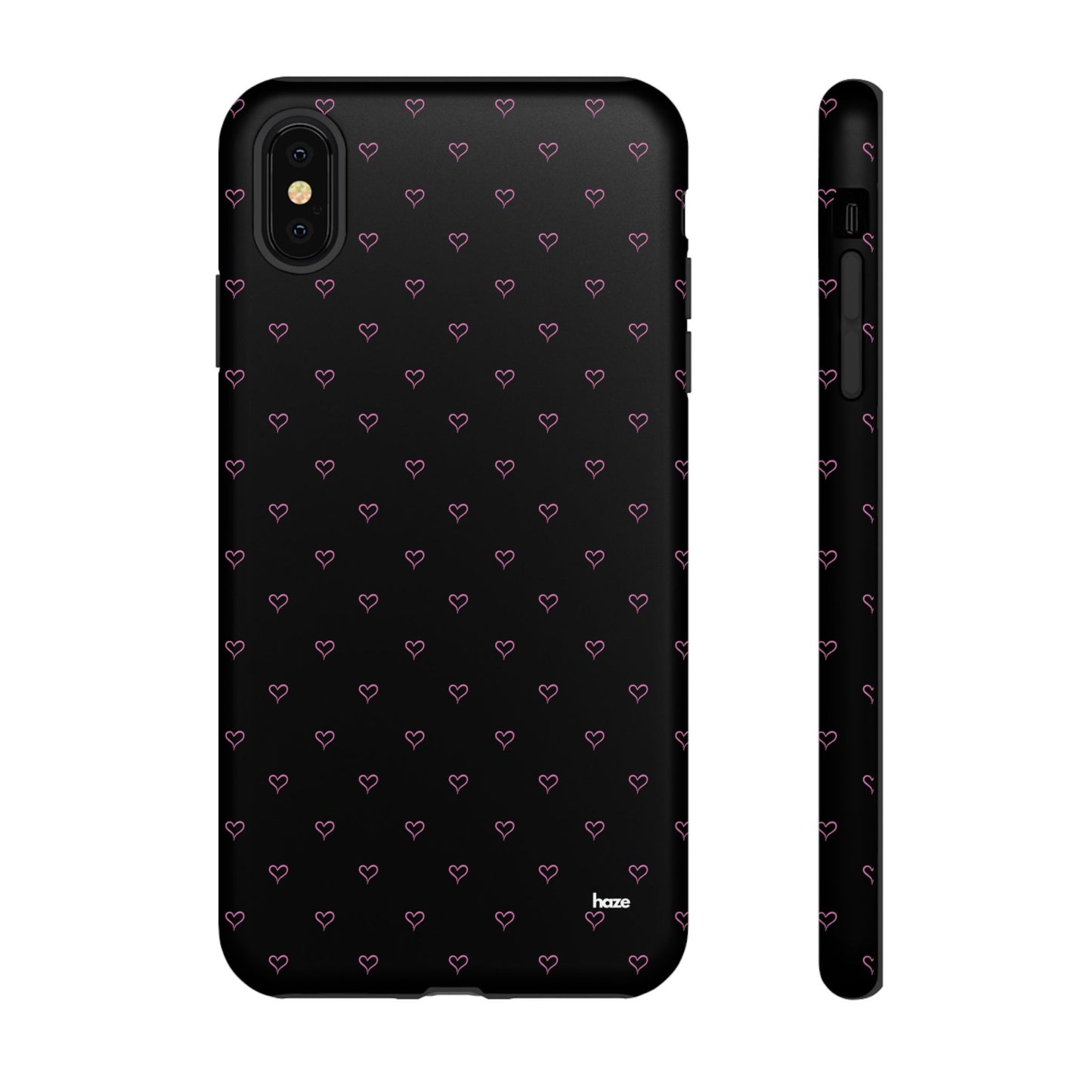 Baby Pink Heart Print Pattern Black Tough Case