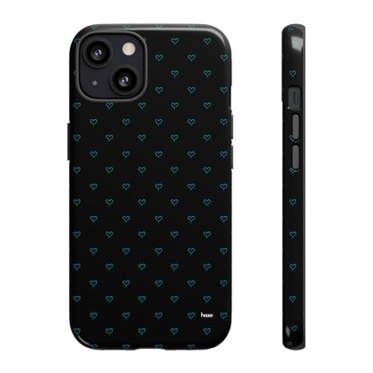 Blue Heart Pattern Black Tough Case