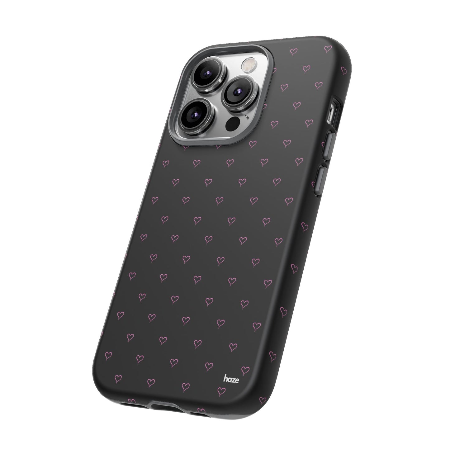 Baby Pink Heart Print Pattern Black Tough Case