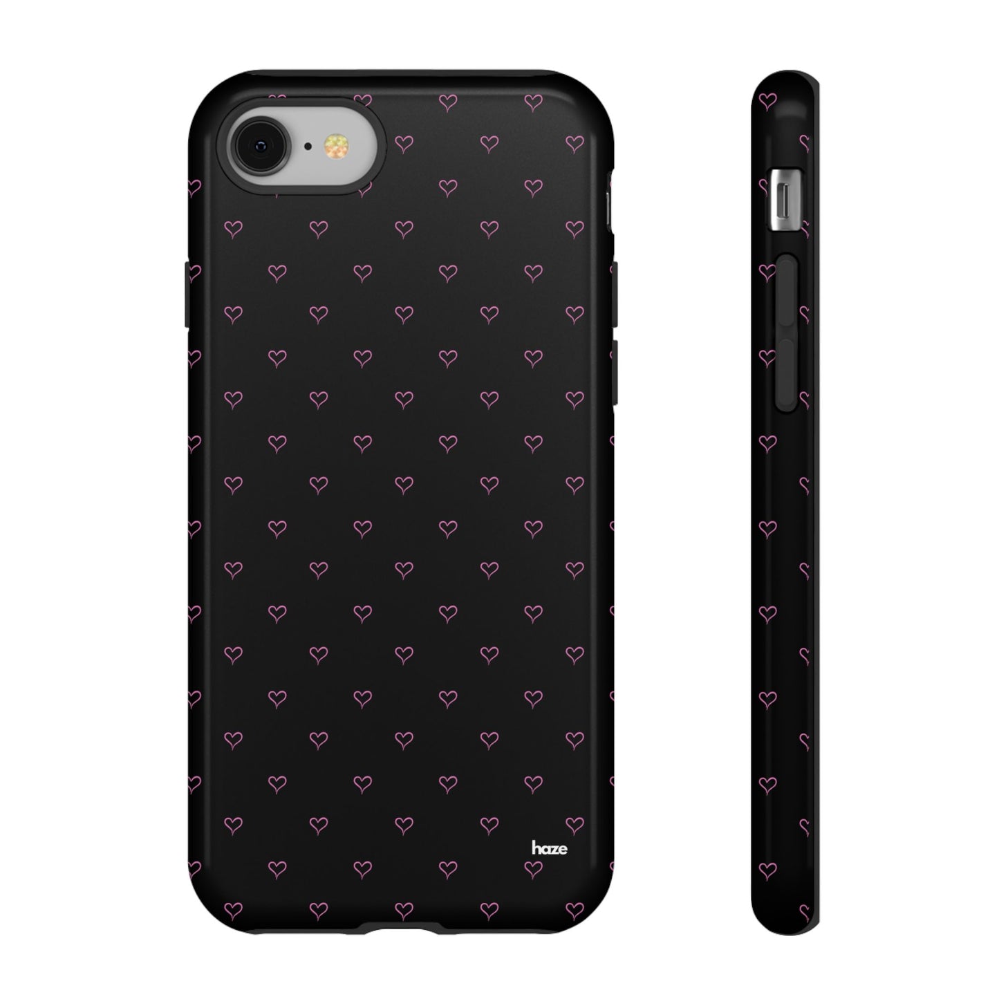 Baby Pink Heart Print Pattern Black Tough Case