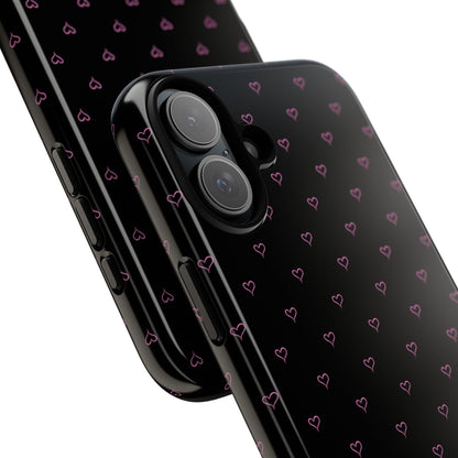 Baby Pink Heart Print Pattern Black Tough Case