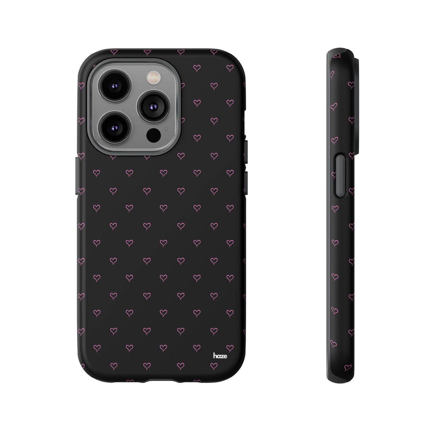 Baby Pink Heart Print Pattern Black Tough Case