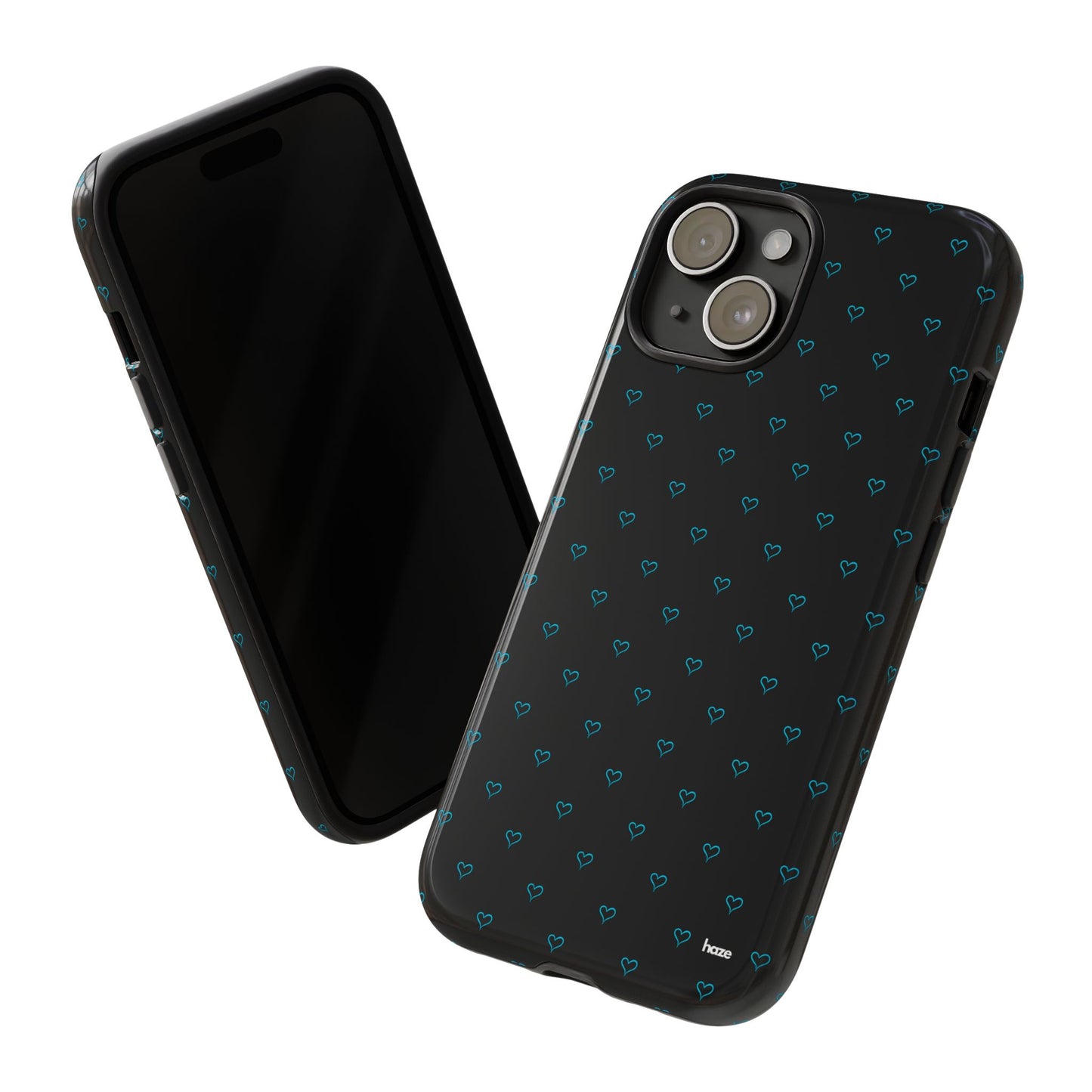 Blue Heart Pattern Black Tough Case