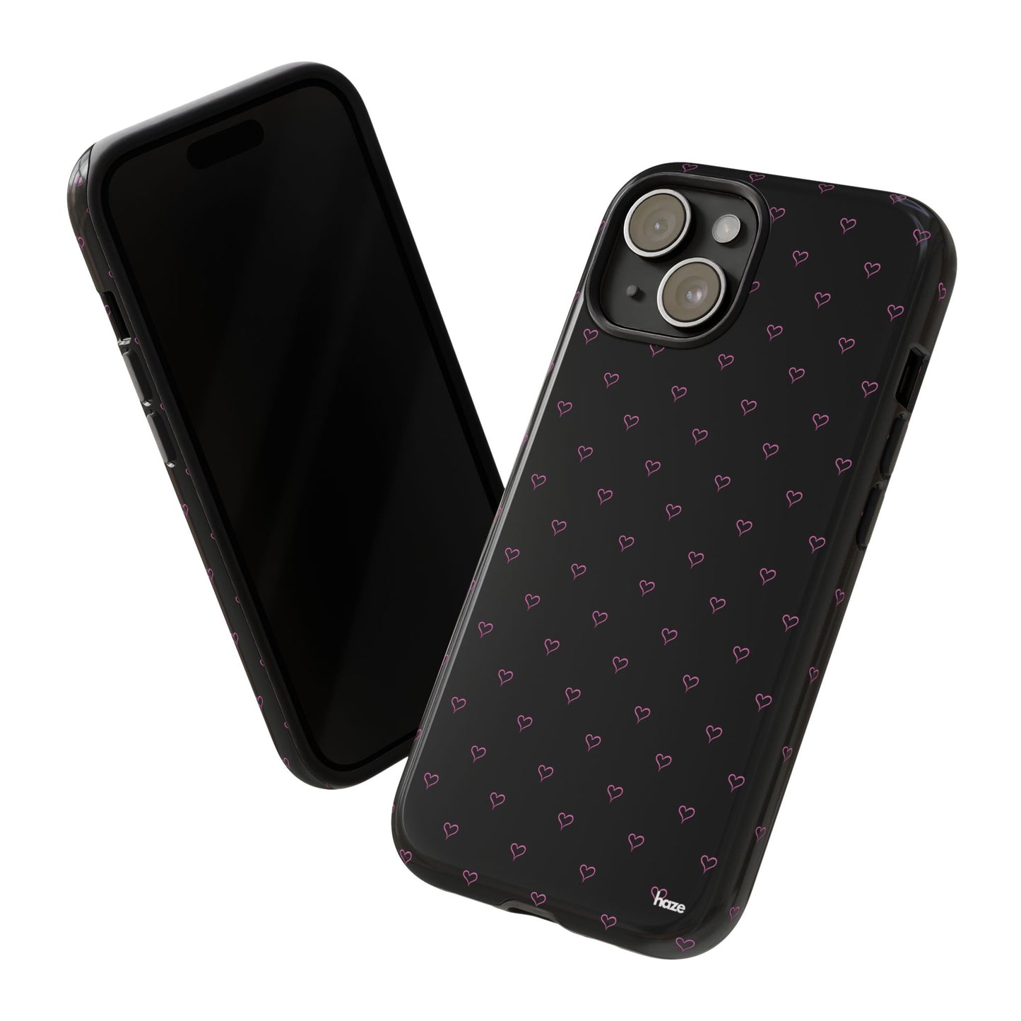 Baby Pink Heart Print Pattern Black Tough Case