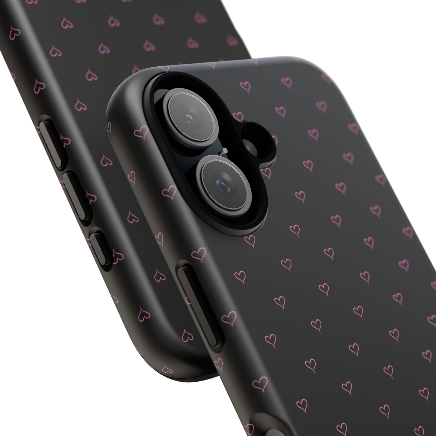 Baby Pink Heart Print Pattern Black Tough Case