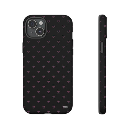 Baby Pink Heart Print Pattern Black Tough Case